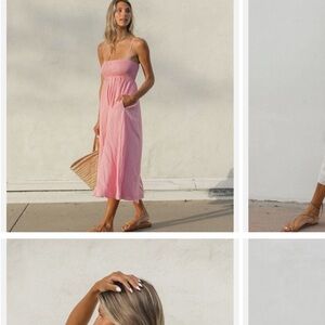 Solai Sherbert smocked midi dress (brown)
